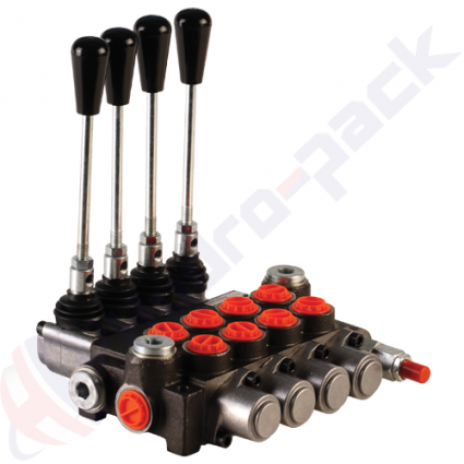 product 40 liter monoblock control valve, 4P40 , four spools , G 3/8" , open center spool image thumb